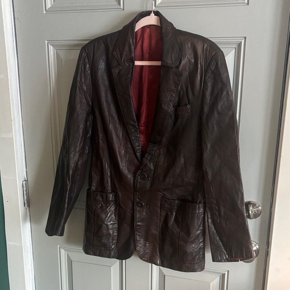 Men's Dark Brown Leather Blazer